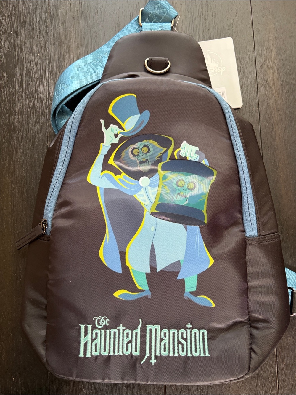 Disney Haunted Mansion Sling Bag - Brown with Light Blue Accents